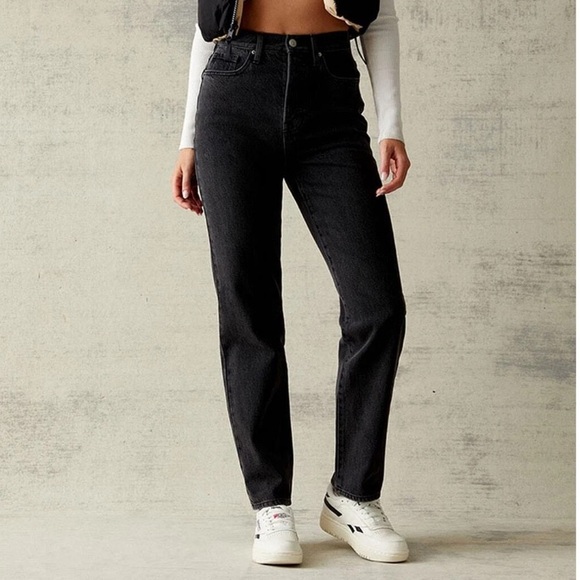 PacSun Denim - PacSun Dad Jeans 26 Short Black High Rise Straight Leg NWT Raw Hem